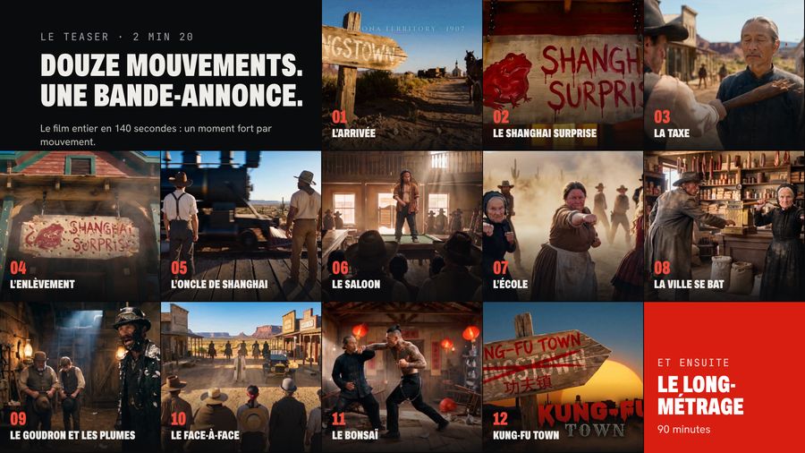 Les douze mouvements du film, une image chacun