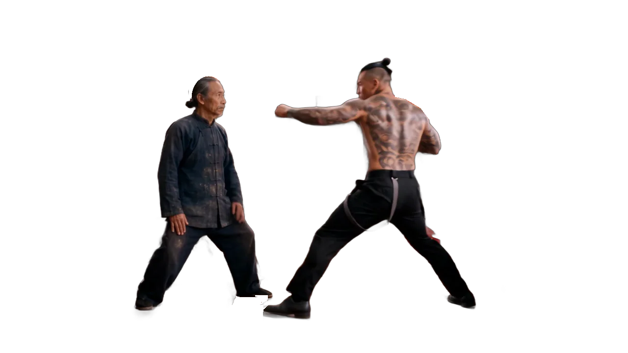 Lee et Wang détourés, à leur place de départ